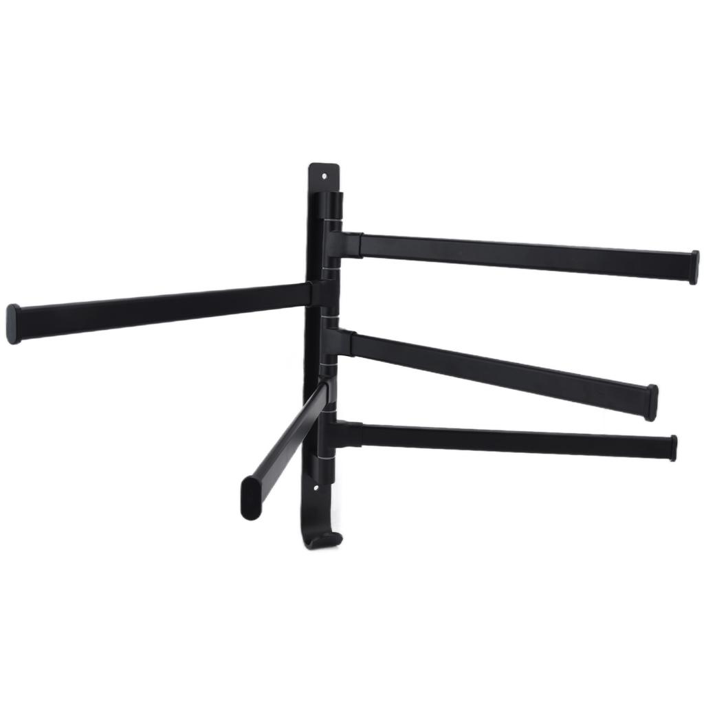 Towel Rack Aluminum Alloy Towel Shelf with 5 Bars Rotatable and Durable for Bathroom and Kitchen Black