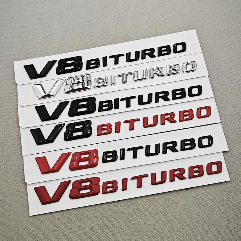 1Pcs 3D ABS Chrome Logo V8 BITURBO Emblem Car Fender Side Badge Decal For C63S C63 E63 G63 G500 Sticker Accessories
