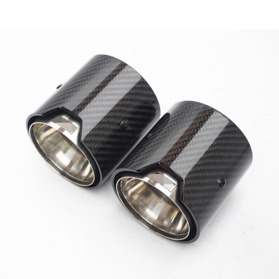 Car Carbon Fiber Exhaust End Tail Tips 73mm In