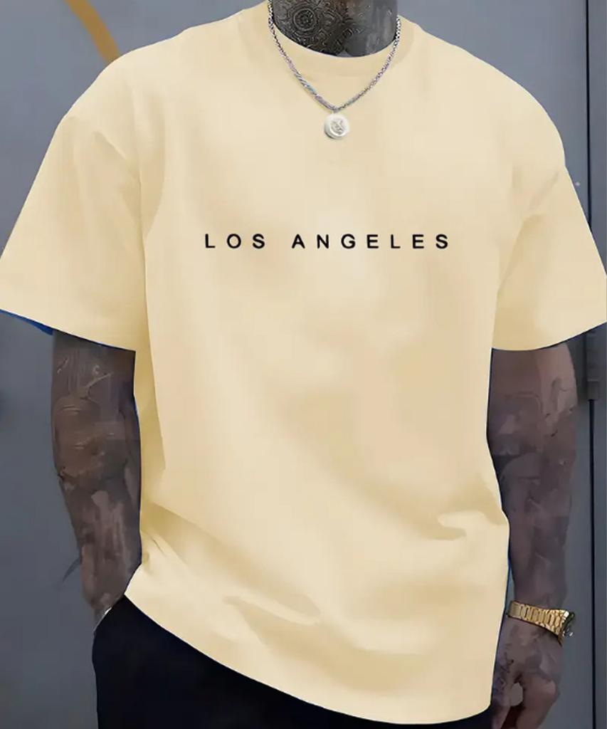 Herr mode trend bokstavstryckt kortärmad T-shirt, sommar bekväm avslappnad topp mångsidig ren bomull kortärmad skjorta