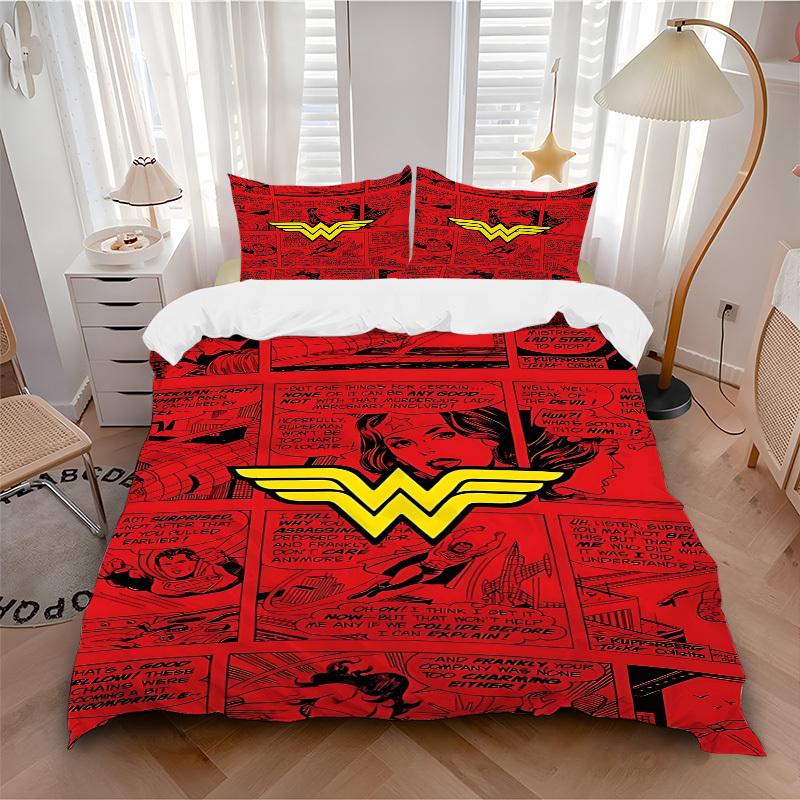 

3pcs Wonder Woman Bedding Set, Soft Polyester Duvet Cover and Pillowcases Machine Washable Seasons all suitable & Guest Room Decor250 135x200cm