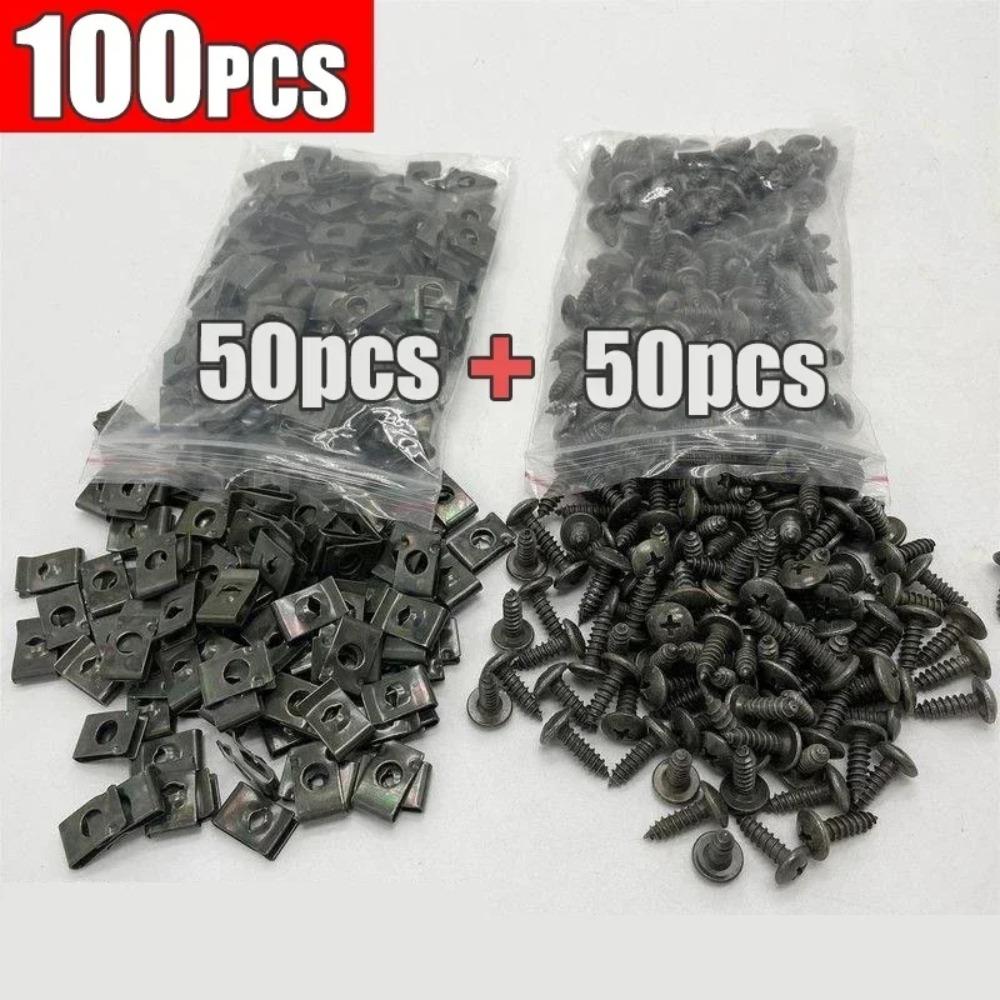 Clip de fixation de voiture en métal de type U, outils de fixation pour moteur de moto, protection contre les éclaboussures, pare-chocs, vis, accessoires de voiture