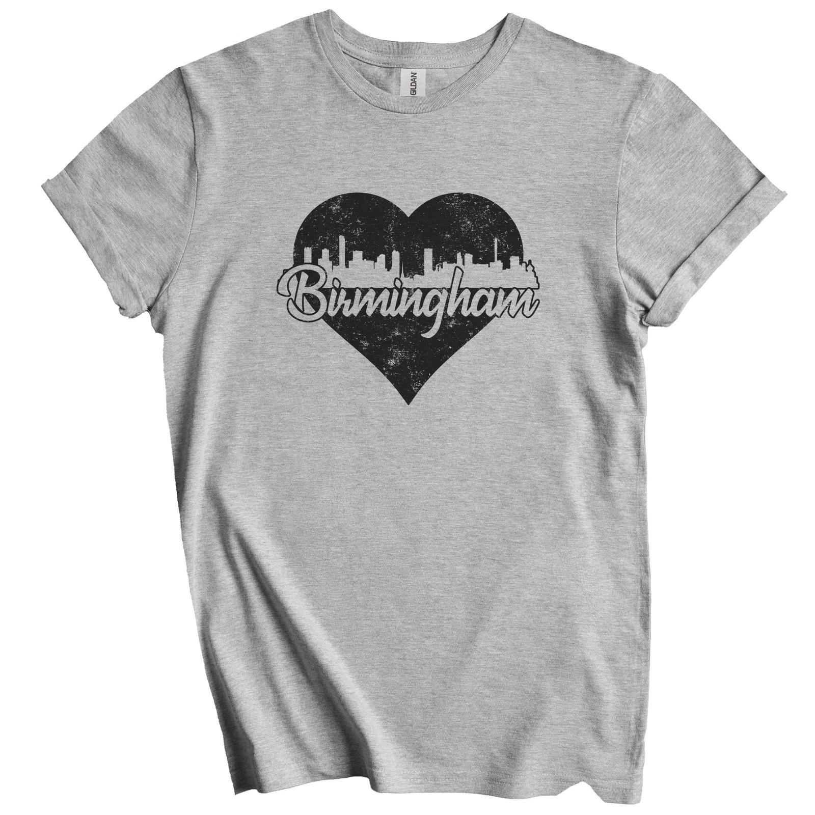 

Retro Birmingham England Skyline Heart Distressed T-Shirt M