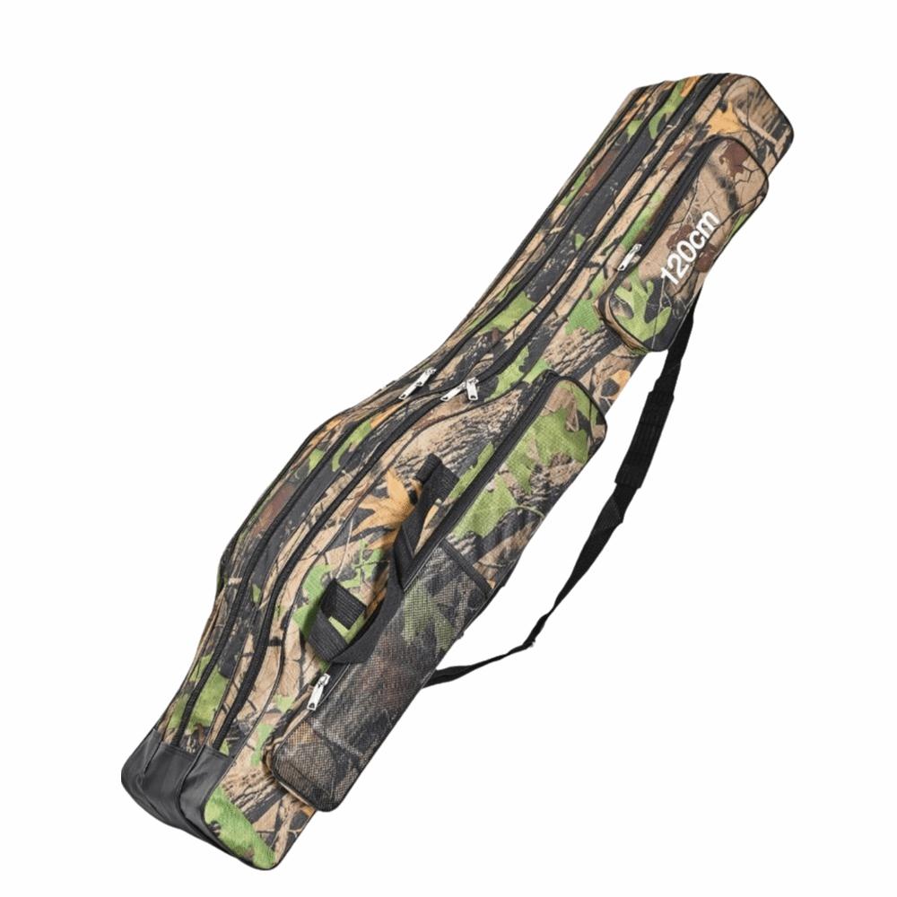 3 Layers Fishing Rod Bag Folding Design Fishing Carry Case Durable Fishing Reel Bag  Outdoor Use