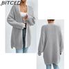 BITCED Autumn/Winter Oversized Mid-Length Cardigan Knitwear V-Neck Solid Colour Knit Top