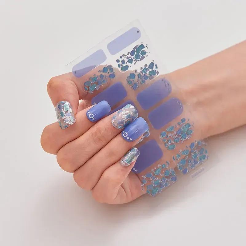 Semi Cured Gel Nails Art Stickers Fashion Solid Manicure Decal UV LED Lamp Need Gel Nail Decals Nail Sticker Decoration