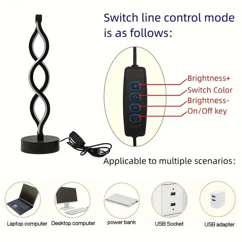 Elegant Spiral Seaweed Desk Lamp Modern Nordic Style USB Powered Adjustable Brightness Suitable for Bedroom and Living Room