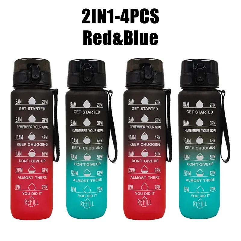 1L Water Bottle with Time Marker- Leak-Proof & BPA Free Reusable Gym Water Bottle for Fitness, Sports, Outdoor, Cycling, School