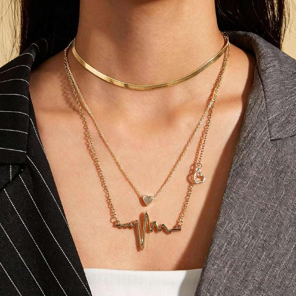 Star & Moon Multi-Layer Alloy Necklace - Hip-Hop Style Portrait Clavicle Chain