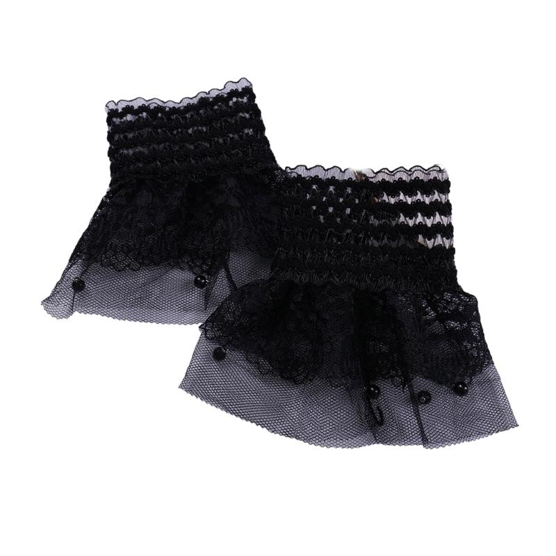 

Women Wrist Cuffs Detachable Lace Ruffled Winter Autumn Shirts Sweater Sweatshirt False Sleeves White 1