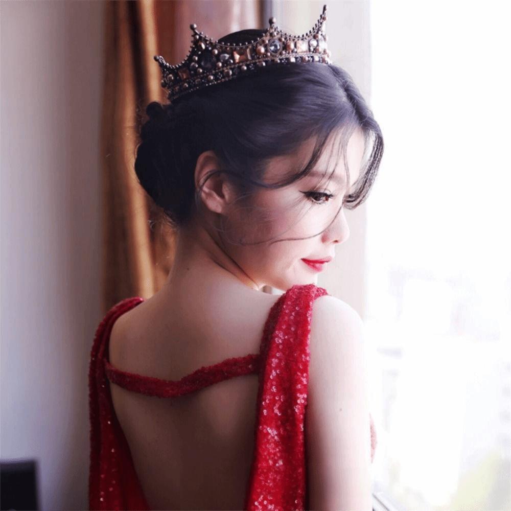 Rhinestone Vintage Baroque Crown Pearl Pageant Prom Headpiece Crystal Crown for Women  Prom Party