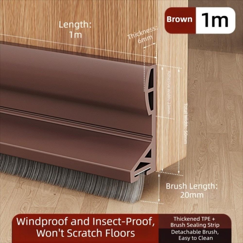 Brush Edge Draft Stopper TPE Door Sweep Removable Door Bottom Seal  Indoor Bedroom