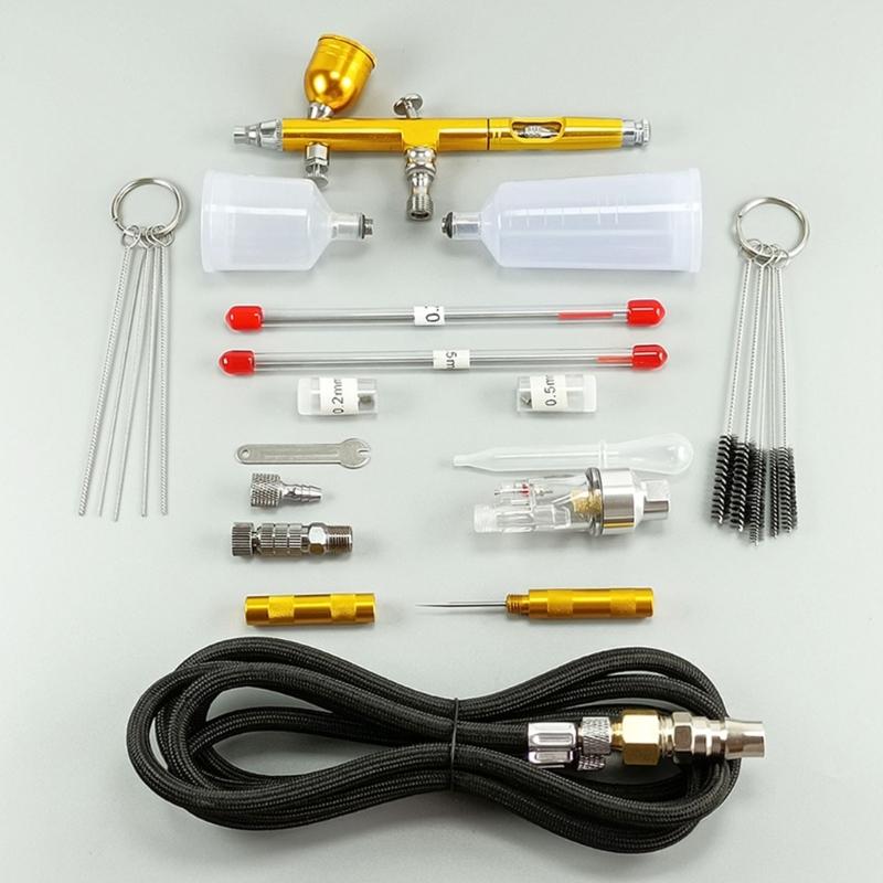 Double Action Air Brush Gravitational Feed Nozzle Guns Cake Decorating Brushes For Nail Manicure Art Crafts Cake