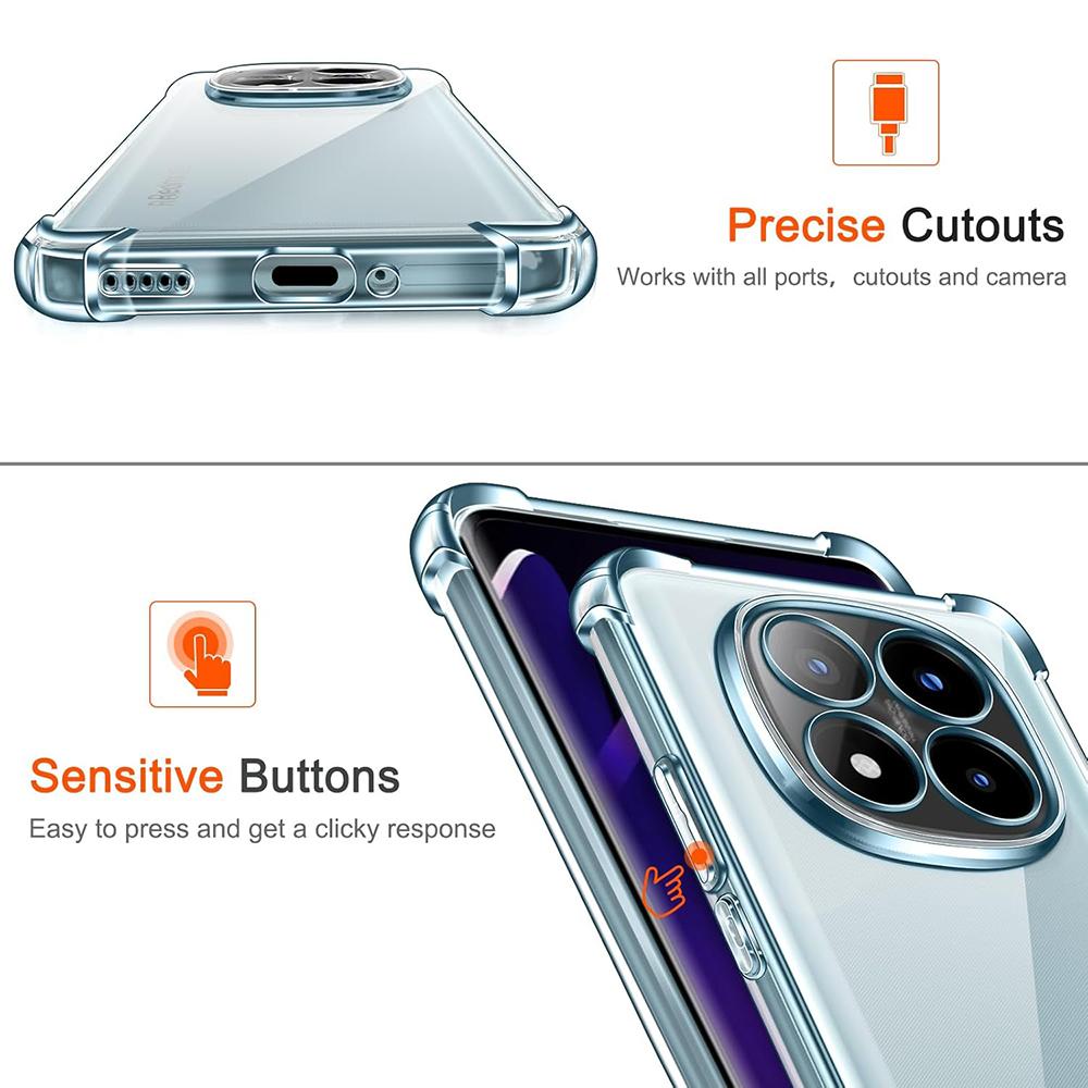 Anti-Knock AirBag Soft TPU Clear Phone Case Cover for Redmi Note 14 5G 4G Note 14 Pro 5G Note 14 Pro+ 5G Crystal Transparent Cases