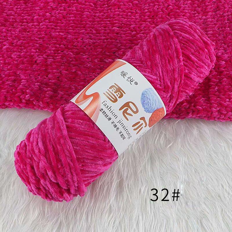 100g/Rulle Sammetgarn Polyesterblandad Bomull Chenillegarn Virkgarn Mjukt Garn Tråd Tjock Halsduk DIY Handstickad