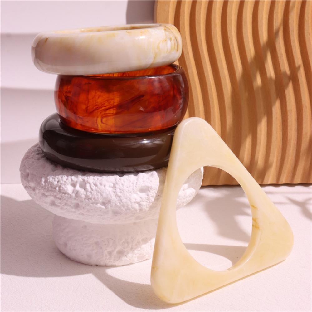 Geometric Resin Bangles Irregular Retro Hand Ring Temperament Chunky Bracelets  Lady