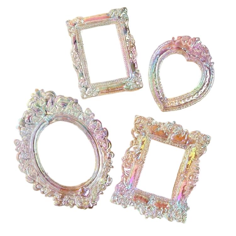 4 Pièces Mini Cadre Photo Tiny Baroques Orné pour Bijoux DIY Affichage Décorations Murales Petit Cadre Photo Antique en Résine