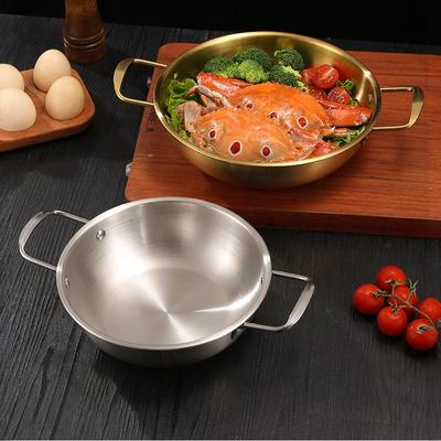Korean Stainless Steel Pot Double Handle Soup Pot for Ramen Hot Pot