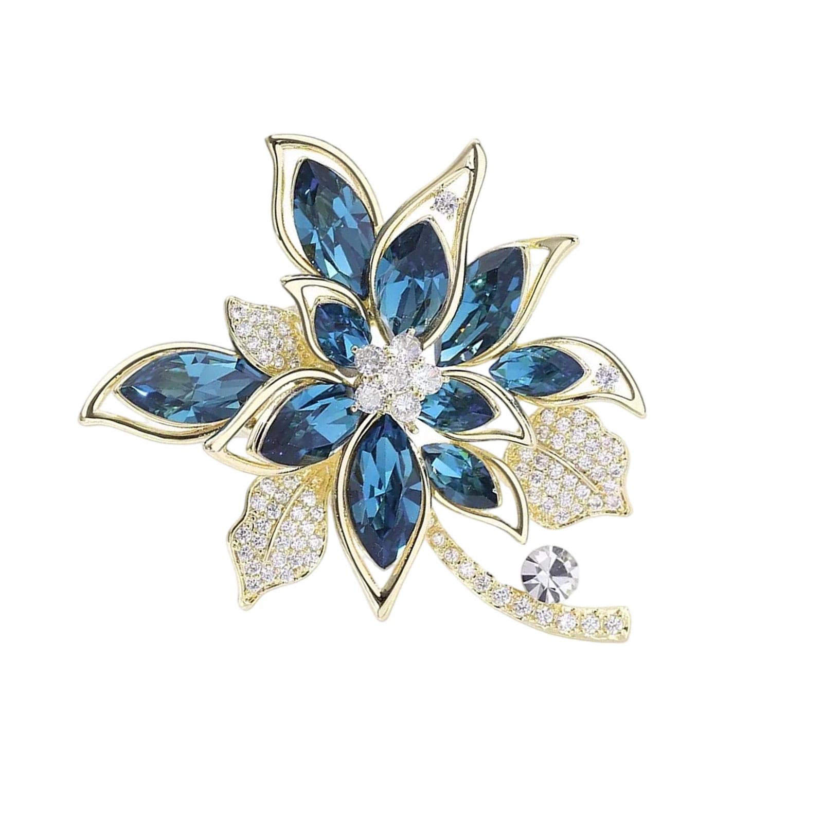 

Artisanal Crystal Floral Brooch Premium Zinc Alloy Construction Dateless Accessory For Wardrobe Enhancement 1
