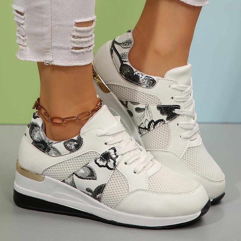 Fashion Fashion Printed Wedge Sneakers for Women Lightweight Breathable Running Sports Shoes Woman Comfortable Non Slip Casual Sneakers
