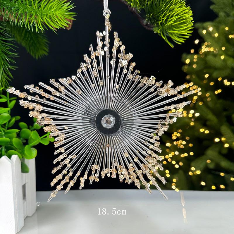 Christmas Decorations Sequined Acrylic Pendants Transparent Snowflake Pendants Christmas Tree Decorations Props