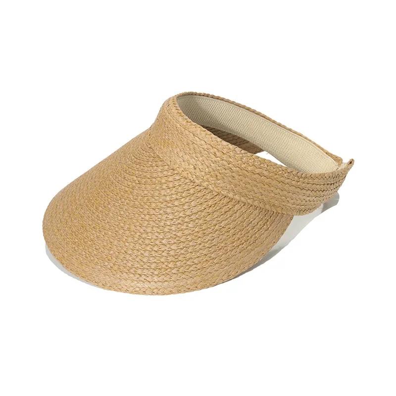 INS Hepburn Version Summer Eaves Empty Top Sun Hats For Women Headband Type Versatile Casual Roofless Beach Straw Cap Gorras