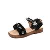 Girls Beach Shoes Pleated Sweet Kids Sandals Lace Bows Sweet Open Toes 2025 Summer New Children Casual Shoes Non-slip Soft Sole