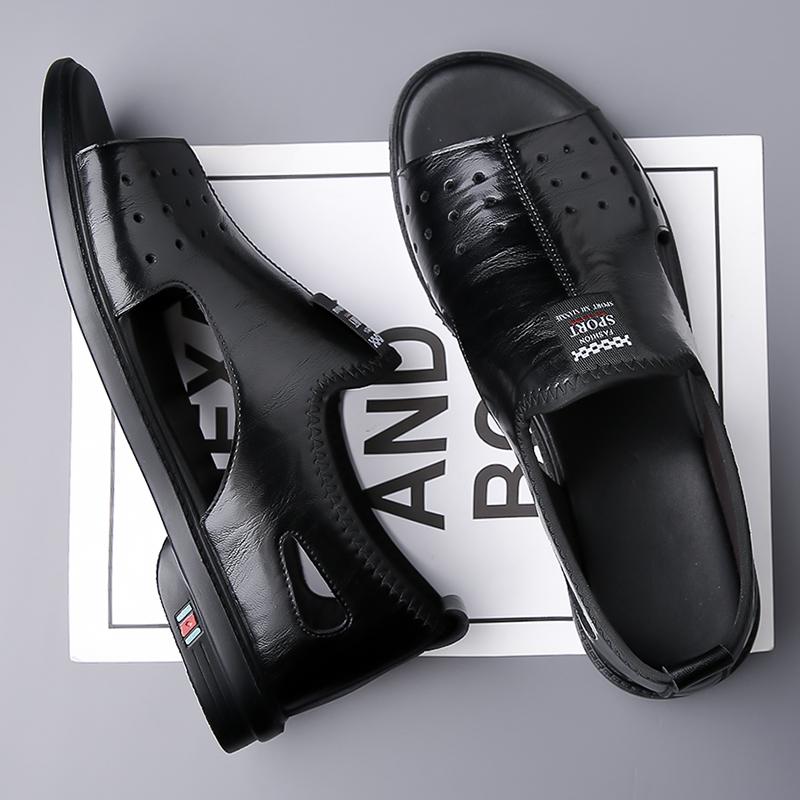 Fashion New Arrival Leather Men's Sandals Comfortable Male Summer Beach Shoes Non-Slip Men Sandaly Slippers Quick Dry Wading Aqua Shoes