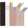 1 set- stainless steel straw set silicone mouth portable metal straw brush set of 16 pieces (4 straw brushes +16 straws +16 sili