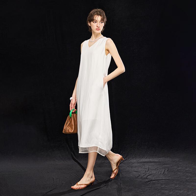 Elegant Tencel Blend V-Neck Sleeveless Maxi Dress