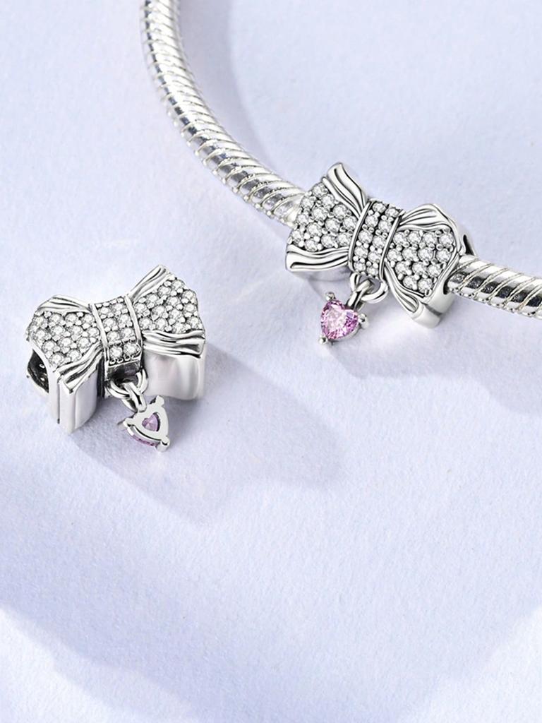 Charms Plata Shiny Bow Beads Charm Copper Plated Fit Charms Copperoriginal Bracelet For Jewelry Making Diy Charm