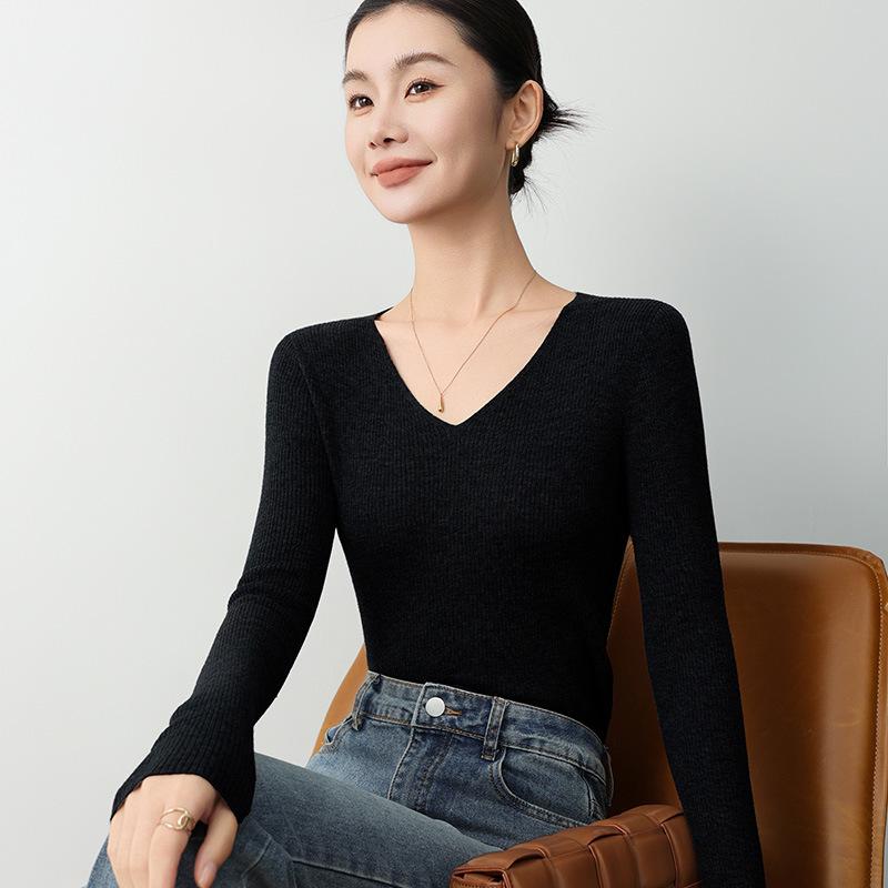 

Women s Spring-Summer Slim Fit V-Neck Knitwear Pullover Sweater