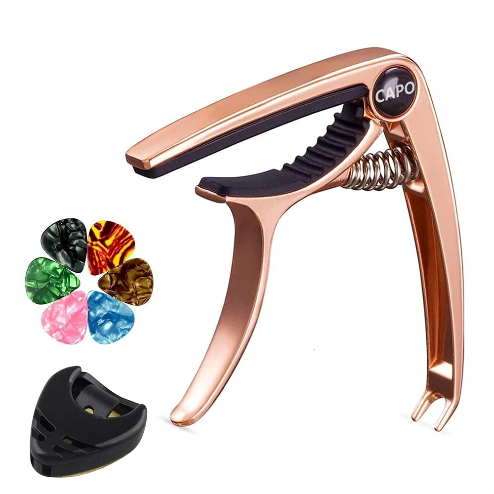 

Эксклюзивный гитарный каподастр Tast One Touch Guitar Capo Акустическая гитара Электрогитара Capo Tast для электрогитары Фолк-гитара Укулеле Цинковый сплав [Amazon розового золота