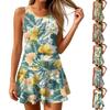 Women Sleeveless Floral Print Mini Dress Casual Loose Fit Crew Neck Soft Fabric Lightweight Summer Dress