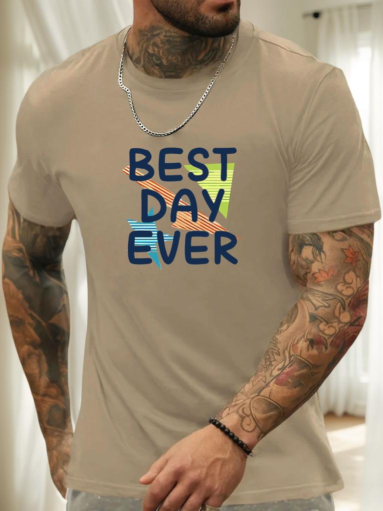 Short Sleeve TShirt BEST DAY EVER Mens 100 Cotton Pattern Printed Shirt Summer Round Neck Breathable Casual Fashion Cool Tee