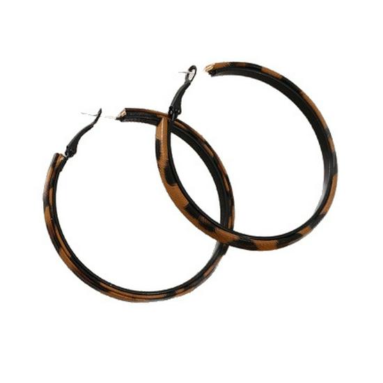 High-Class Retro Leopard Print Round Leather Hoop Earrings