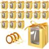 10 Stück Goldene Geschenkboxen für Weinglas Transparente Geschenkverpackungsbox für 9 oz Stielloses Glas Papiergeschenkbox Geschenkbox mit Transparentem Fenster