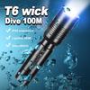 100 Meters Professional Diving Flashlight Powerful T6 Wick Torch Portable Diving Light Rotatable Diving Lamp Waterproof Light