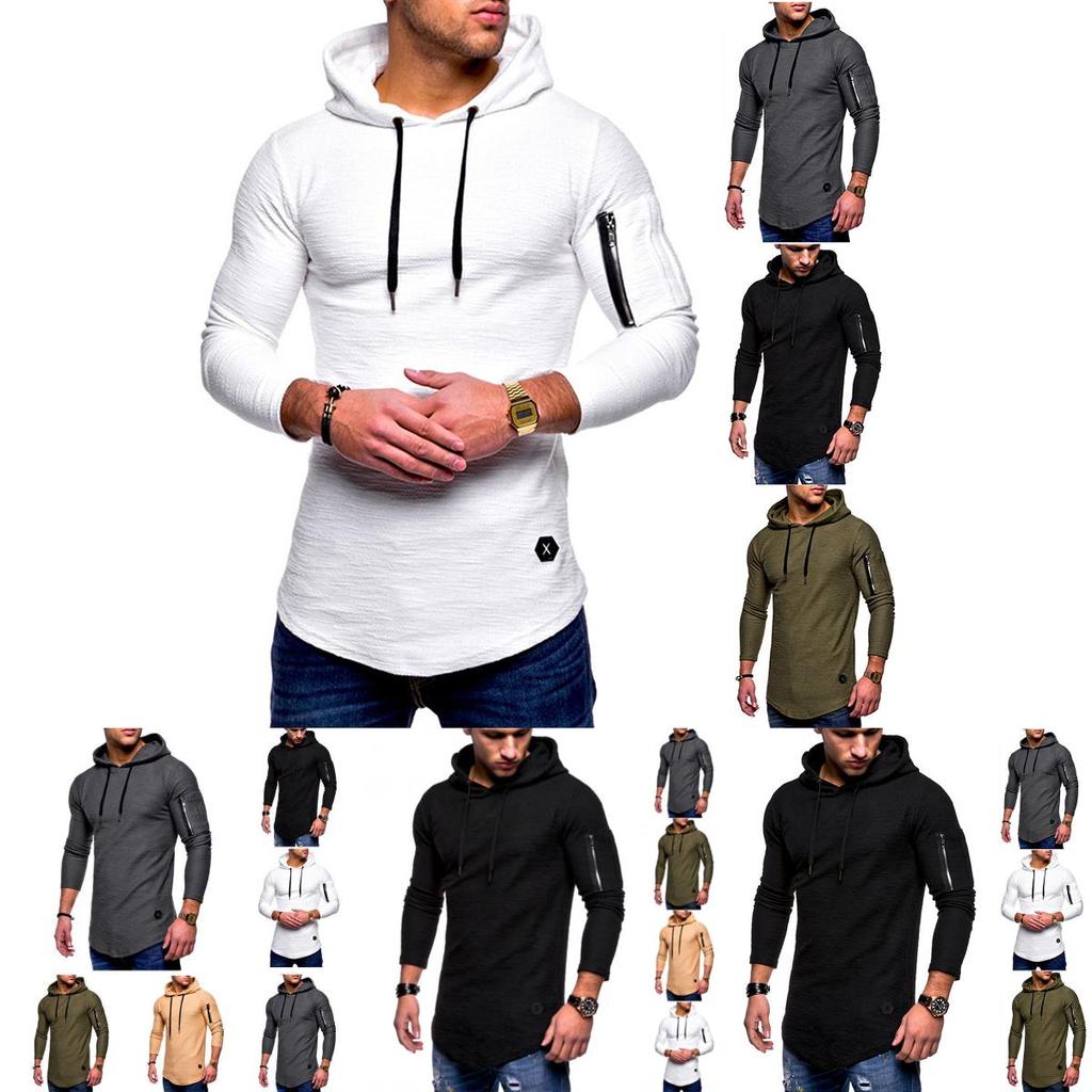 Men's Gym Slim Fit Hoodie With Drawstring And Zippered Arm For Maximum Style