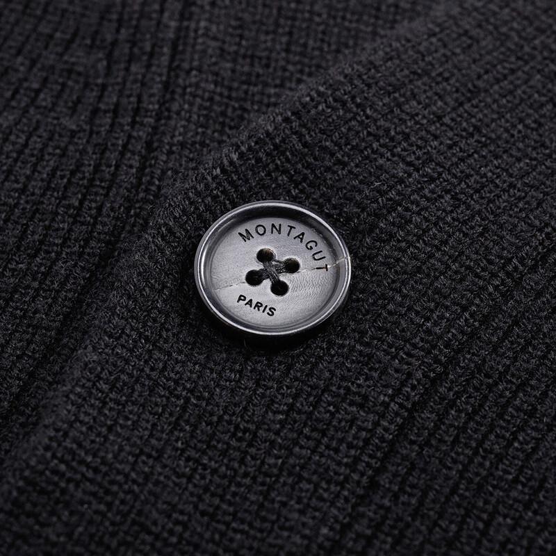 MONTAGUT Men's V-Neck Thick Knit Wool Blend Cardigan