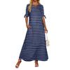 Ladies Casual Fashion Temperament Elegant Waist Striped Long Dress