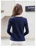 2022 Women's Spring Loose Round Neck Embroidered Crown Long Sleeve T-shirt