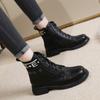 Winter women's leather boots cotton shoes high-top Martin boots fashion trend velvet tall thick-soled warm snow boots