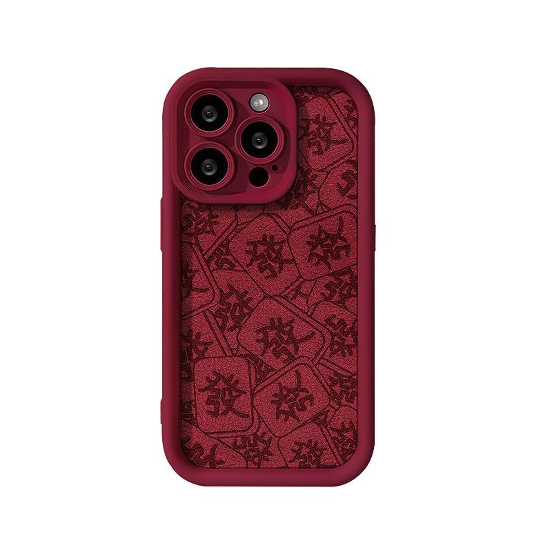 Mahjong Hair Lanyard Suitable for Apple 15PRO Mobile Phone Case Iphone14 Silicone Lambskin 13 Creative Anti-fall 7/8