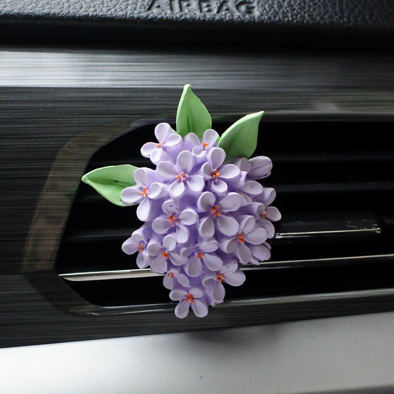 Air Outlet Flower Aromatherapy Car Decoration Gardenia Tulip Rose Peach Blossom Car Perfume Fragrant Stone Pendant