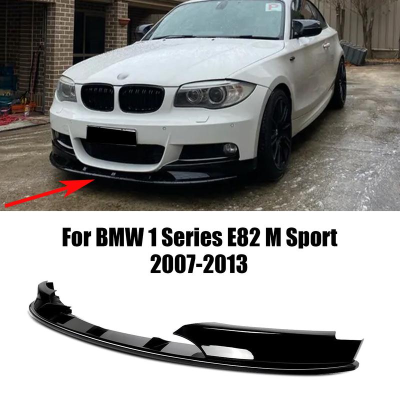 For BMW 1 Series E82 M Sport 2007-2013 Car Front Bumper Lip Splitter Diffuser Spoiler Protector Glossy Black Carbon Fiber Look Glossy Black
