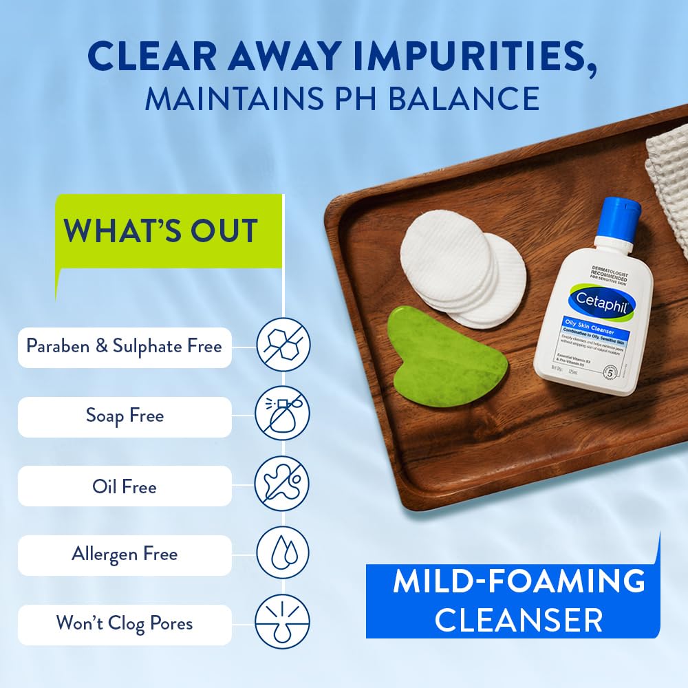 Cetaphil Oily Skin Cleanser Gentle Daily Foaming Face Wash For Oily Acne Prone Skin Deep Cleansing Hydrating Non Drying Effect 125ml