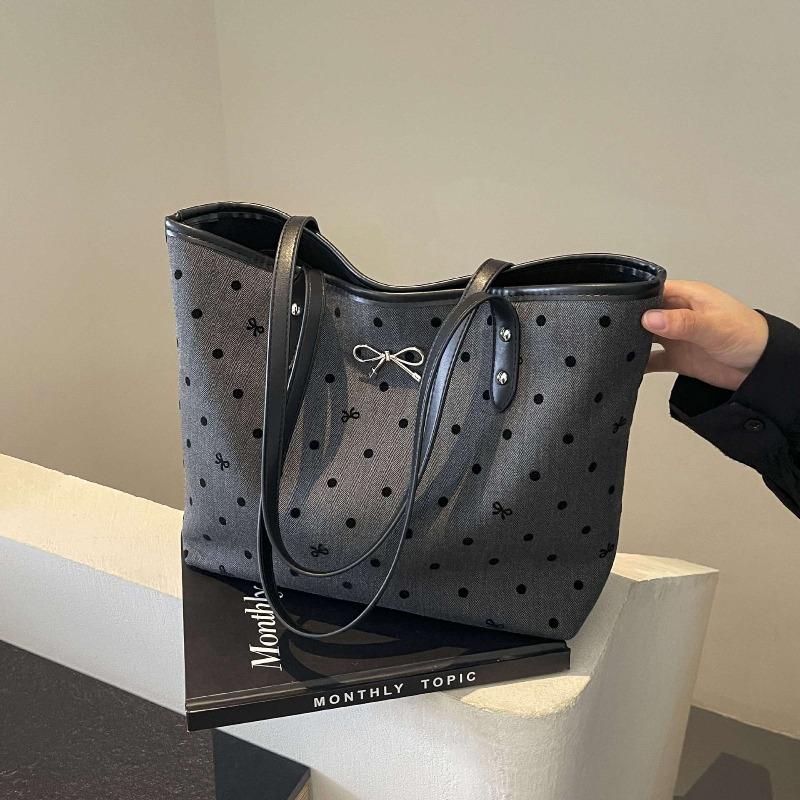 Retro polka dot large-capacity bag women s new trendy Korean versatile tote bag large-capacity shoulder commuter bag
