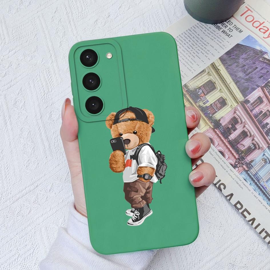 For Samsung Galaxy S20 S21 Plus FE S22 S23+ Ultra Note 20 Ultra Case Cover Cute Bear Shockproof Silicone Shell For Samsung S23 Coques Bumpers Fundas