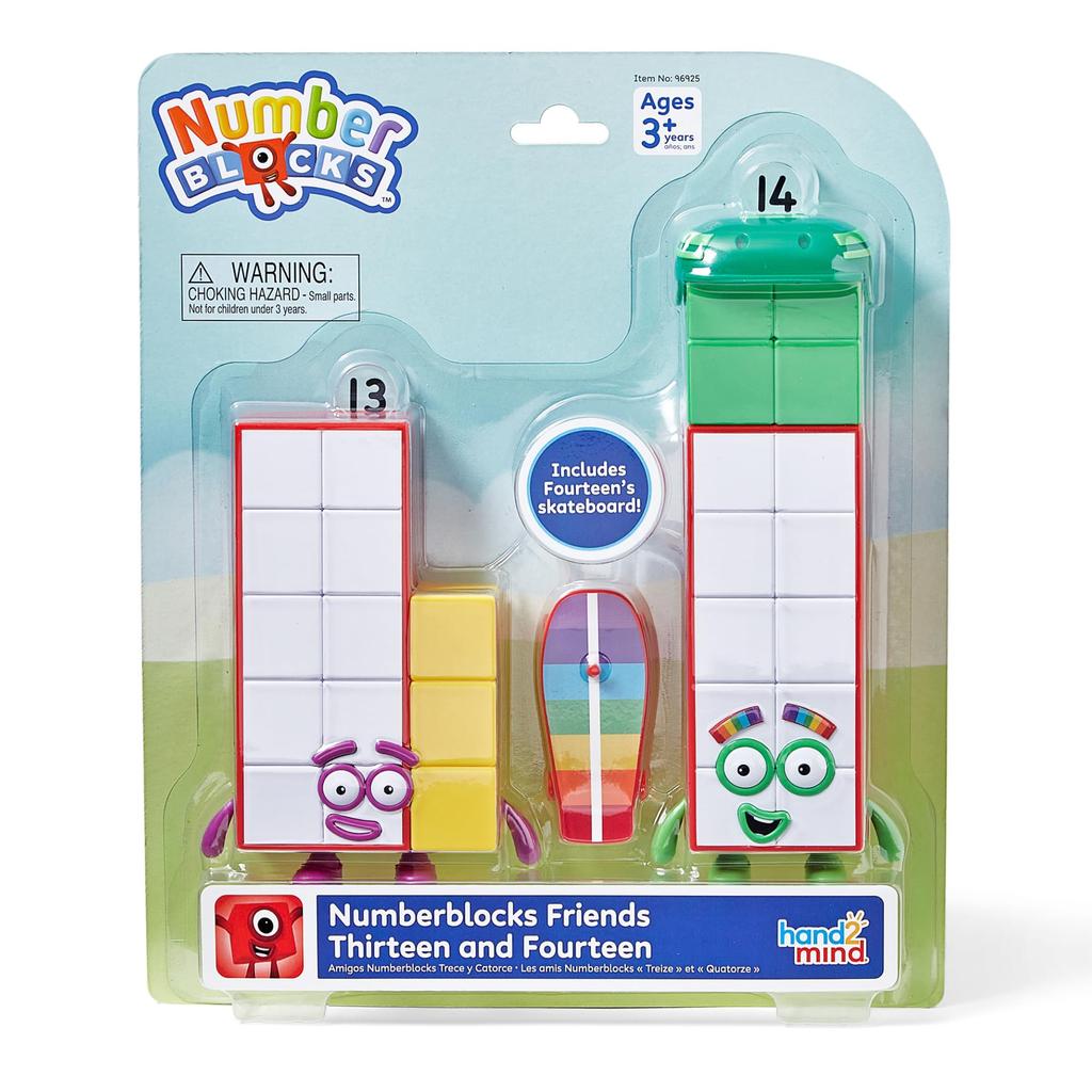 Numberblocks Friends 13 & 14 Character Figures, 3-Piece Set, 96925, Authentic